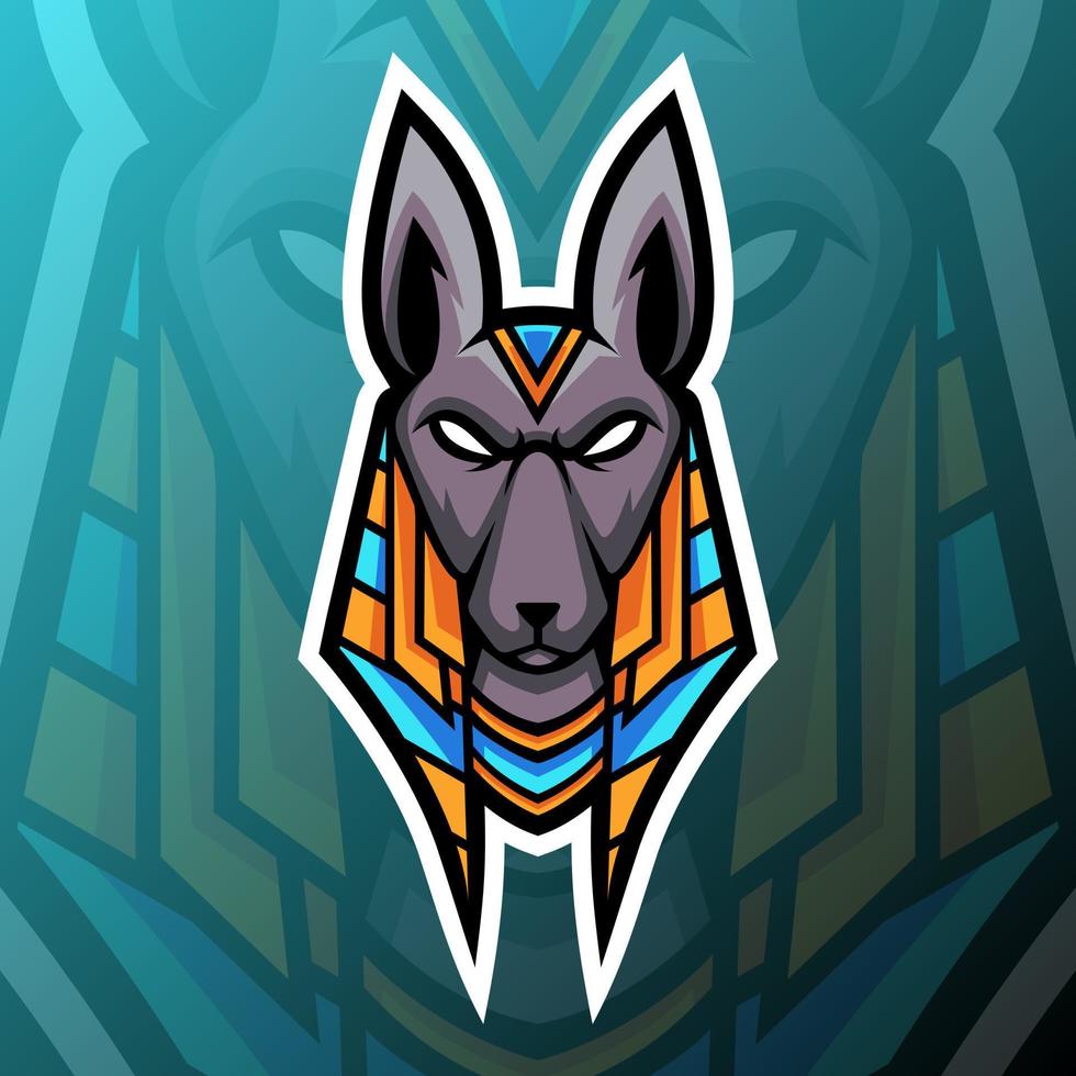 ilustración gráfica vectorial de un anubis en estilo de logotipo de esport. perfecto para el equipo de juego o el logotipo del producto vector