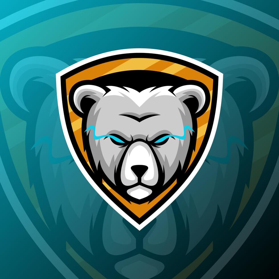 ilustración gráfica vectorial de un oso blanco en estilo de logotipo de esport. perfecto para el equipo de juego o el logotipo del producto vector