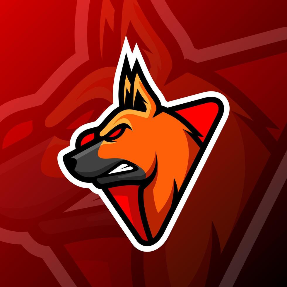 ilustración gráfica vectorial de un perro pastor en estilo de logotipo de esport. perfecto para el equipo de juego o el logotipo del producto vector