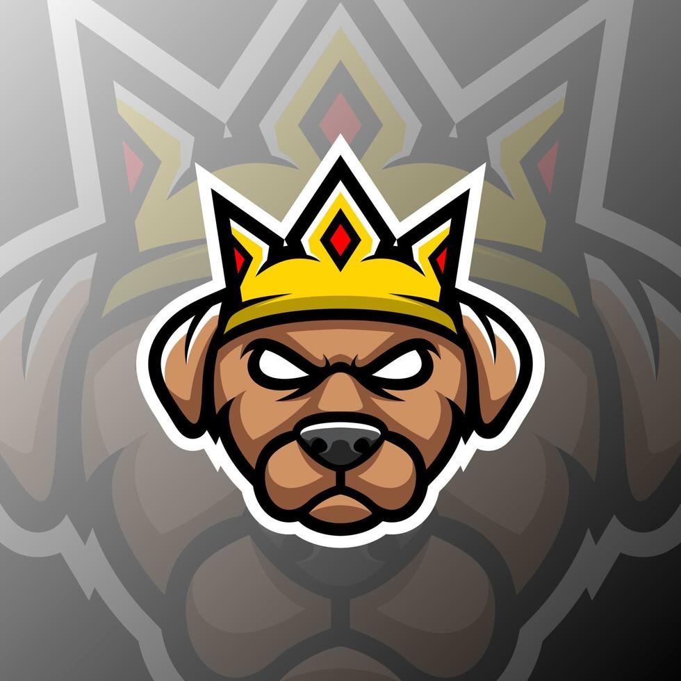 vector graphics illustration of a dog king in esport logo style. perfect for game team or product logo