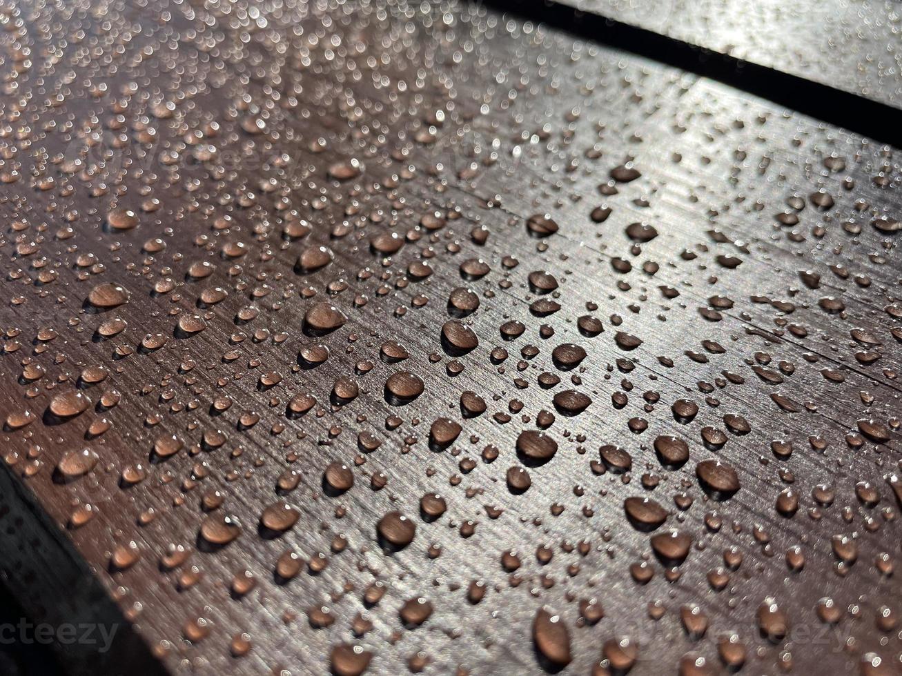 Many drops of water on a dark tree photo