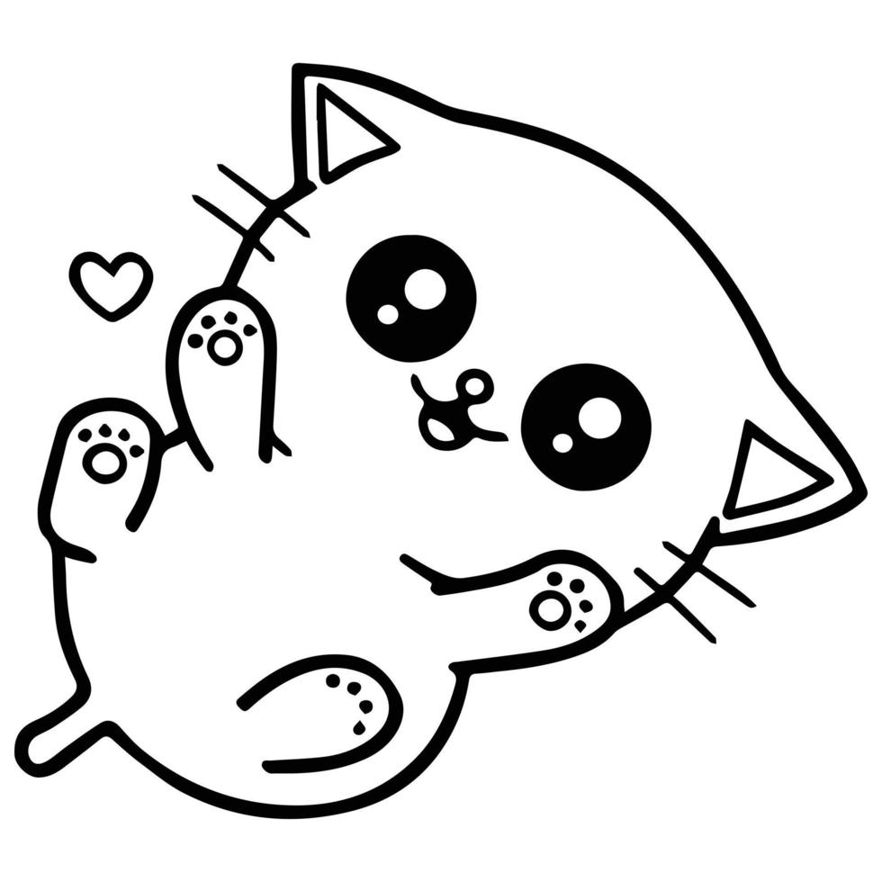 Kids Coloring Pages, Cute Cat Character Vector illustration EPS And ...