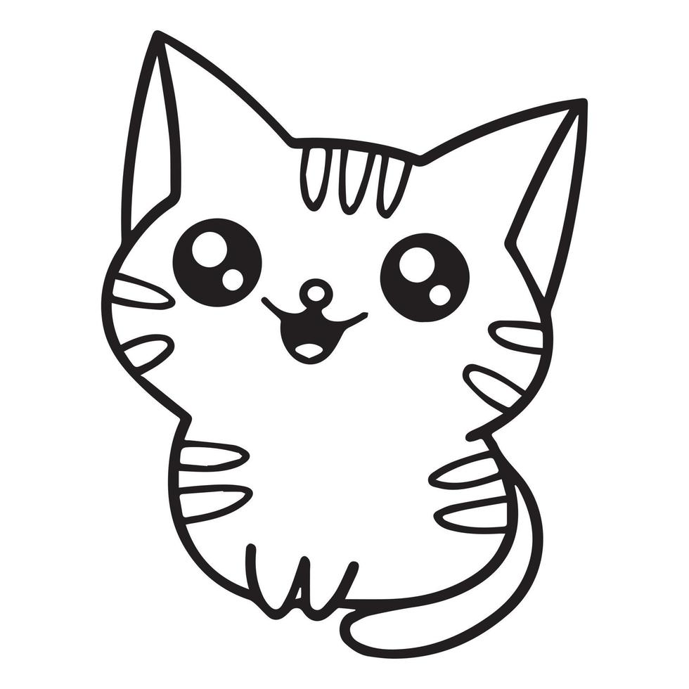 Kids Coloring Pages, Cute Cat Character Vector illustration EPS And ...