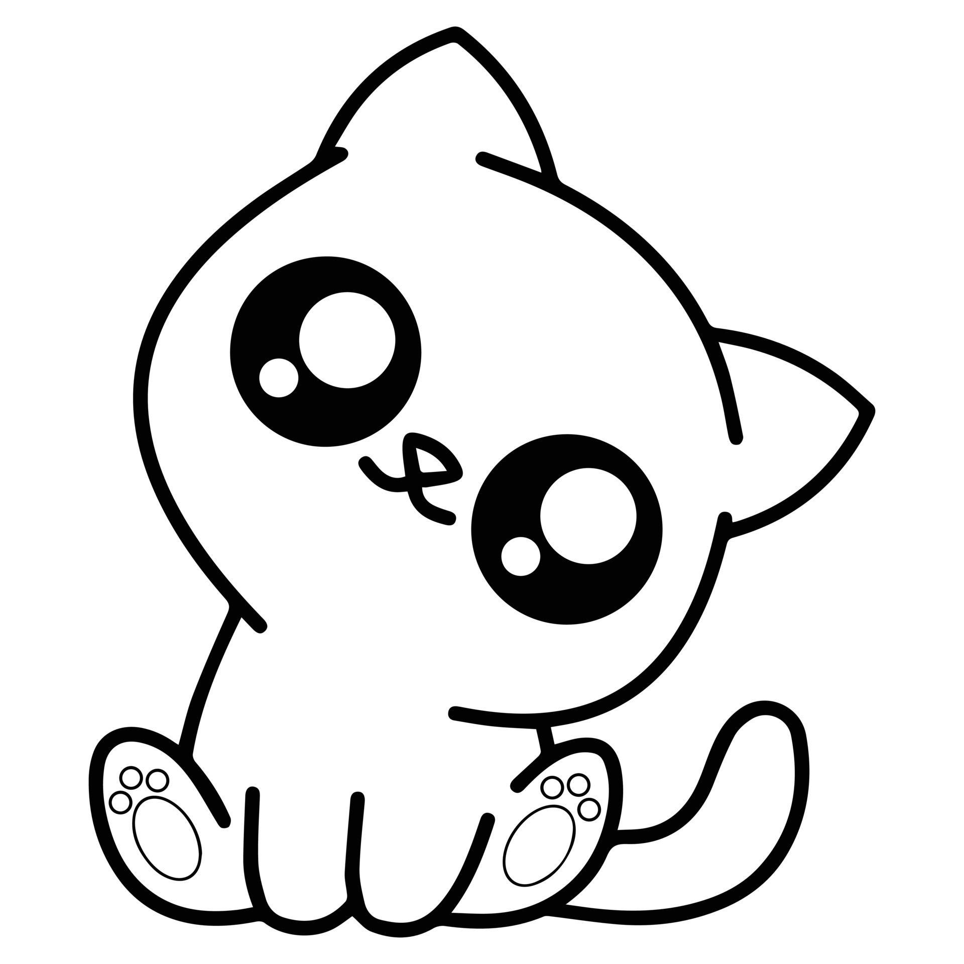 Kids Coloring Pages, Cute Cat Character Vector illustration EPS ...
