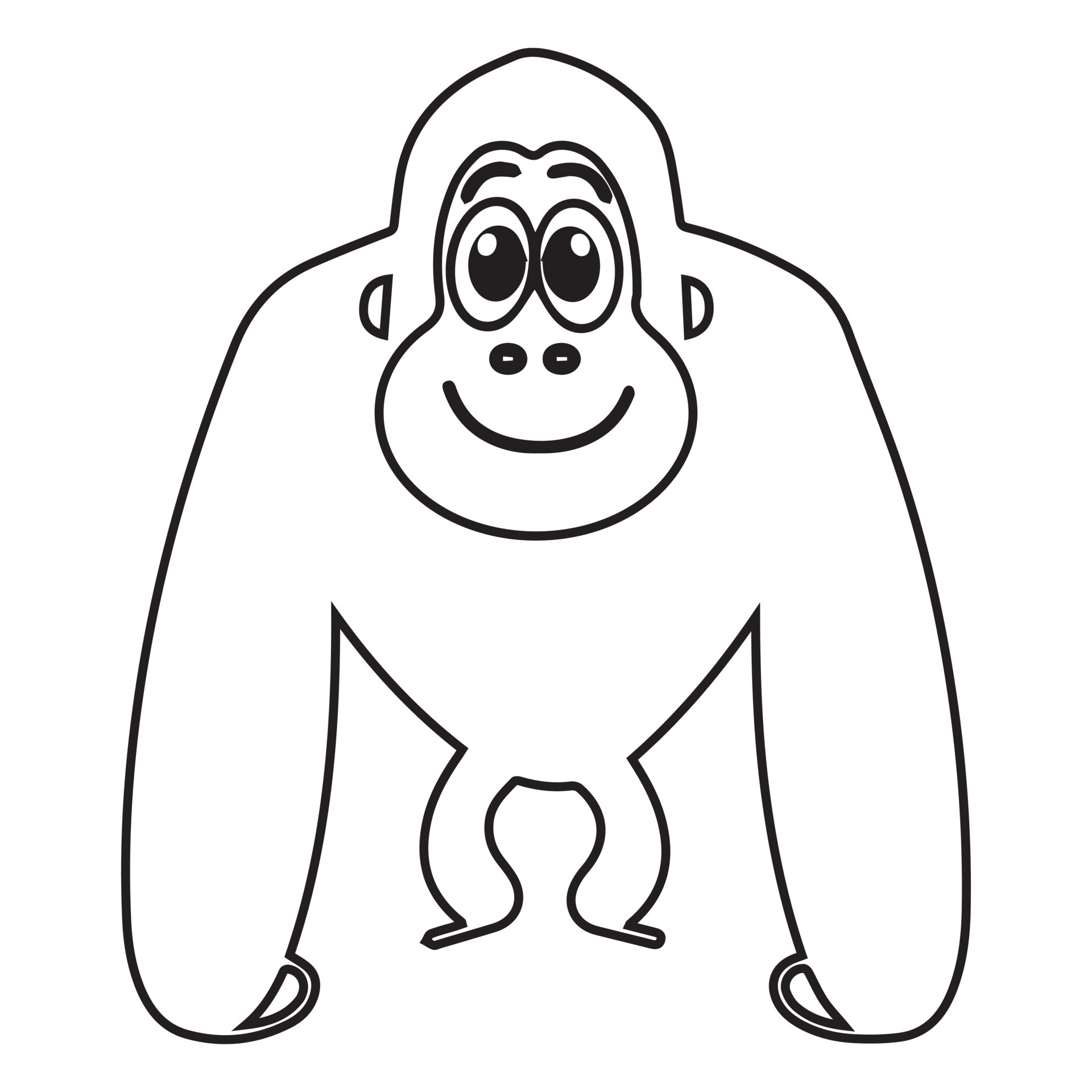 Kids Coloring Pages, Cute Gorilla Character Vector illustration EPS And  Image 8931340 Vector Art at Vecteezy