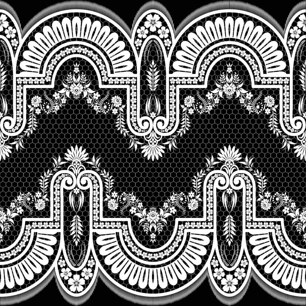 Vertical Seamless pattern lace. vector