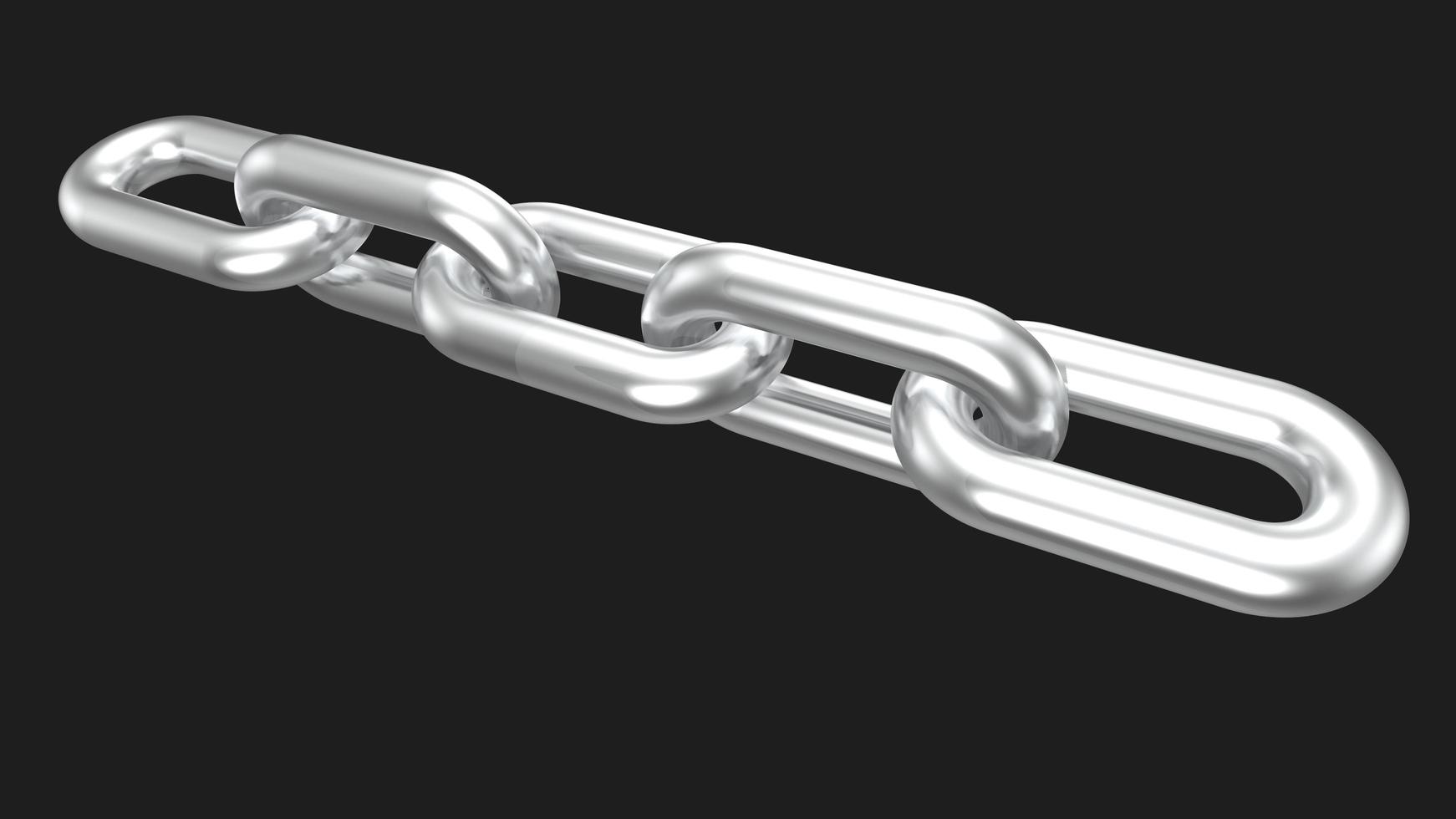 3D Render eslabones de cadena de acero aislado sobre fondo blanco. foto