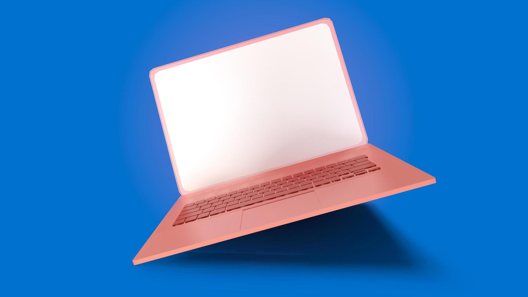 3D Rendering Illustration of laptop notebook mock up with color background.technology gadget for hipster background concept 3d render mockup. photo