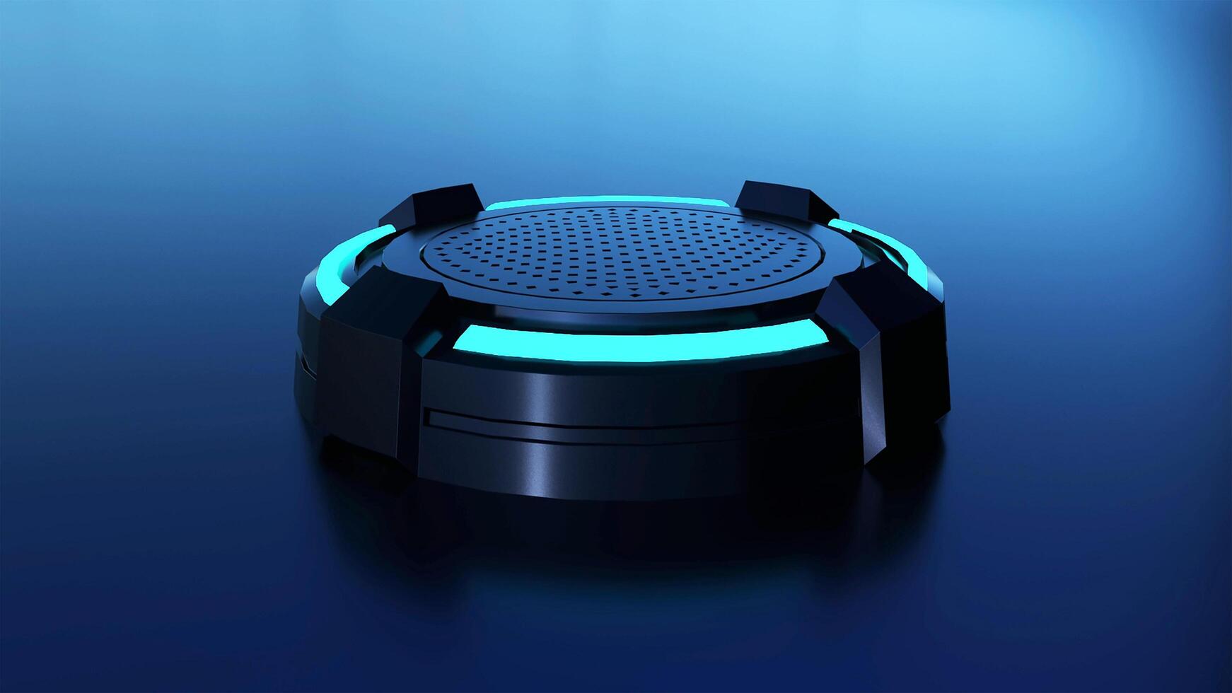 3d rendering Cylinder product display podium with neon light effect