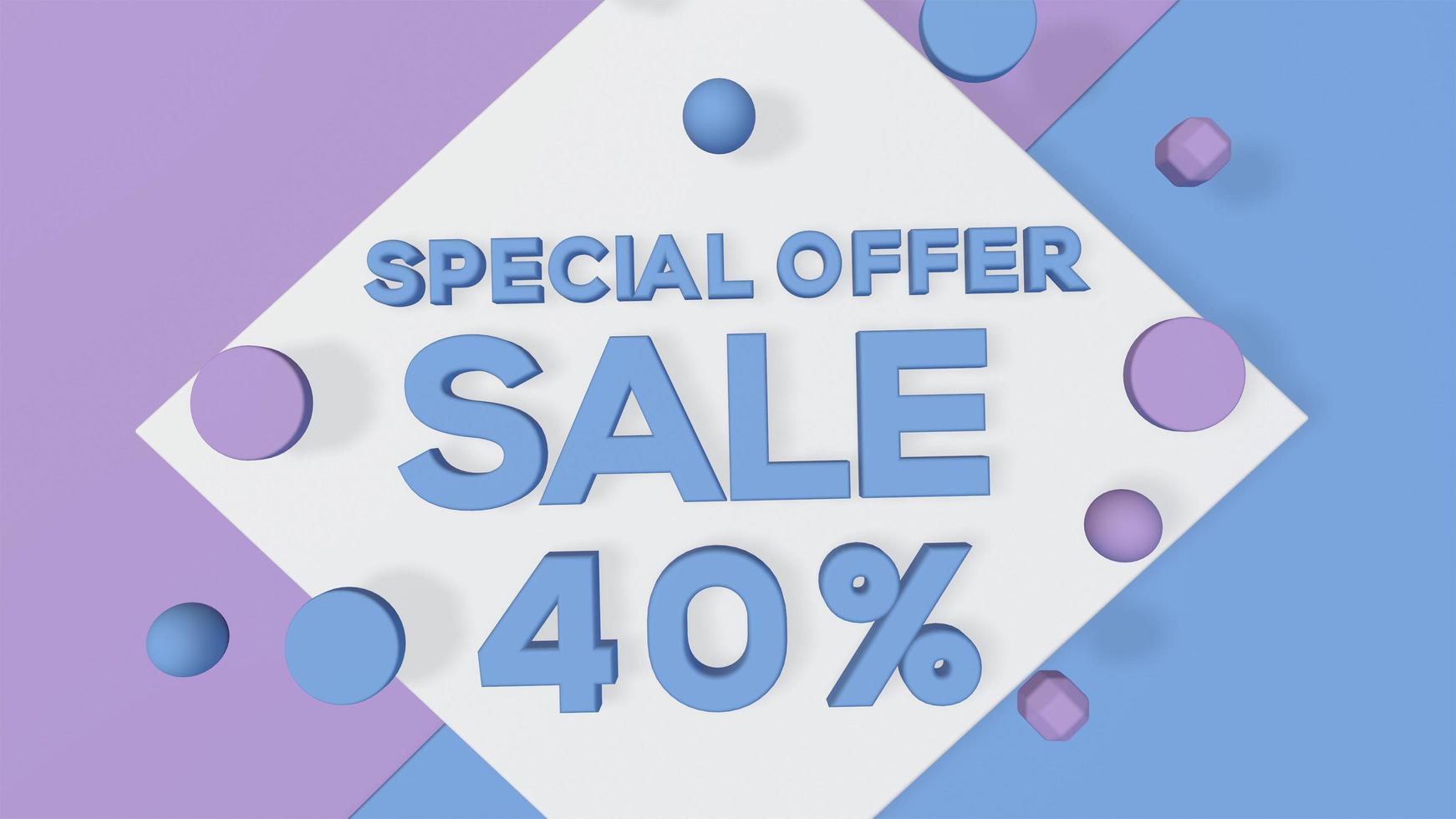 3d render special offer sale 40 word use for landing page,web, poster, banner, flyer, background, gift card, coupon, label,sale promotion,advertising, marketing photo