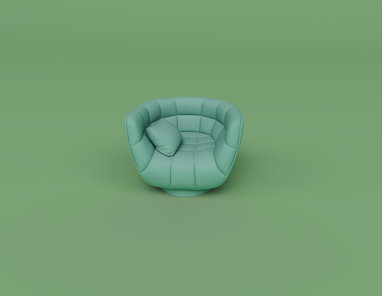 Render 3d de sofá con cojín aislado sobre fondo pastel, escena mínima de fondo 3d foto