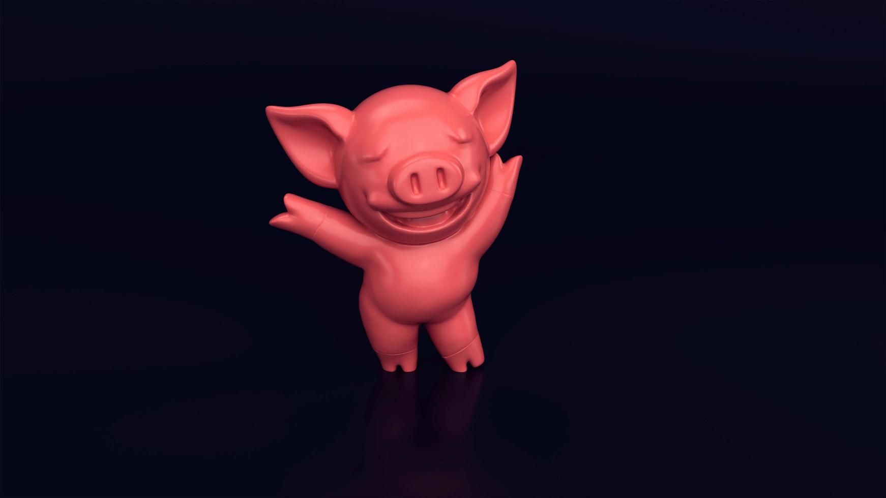 pink color Cute piggy bank on black background photo
