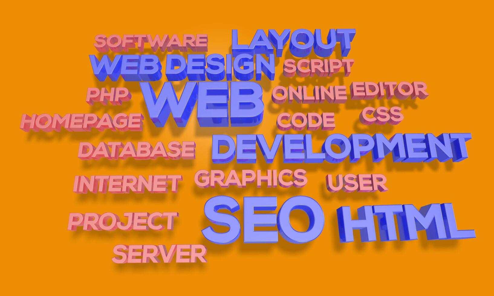 3d render webdesign word cloud Concept of web designing 8932233 Stock ...
