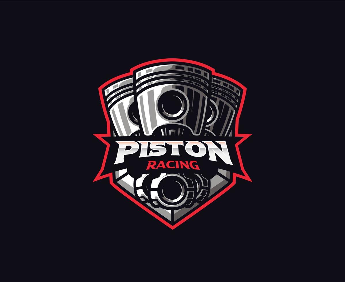 Piston vector logo design. Automotive workshop and repair car service logo. Emblem illustration for racing team, symbol and identity