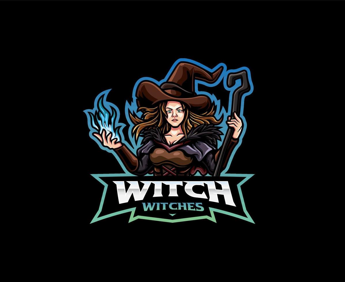 Witch mascot logo design vector