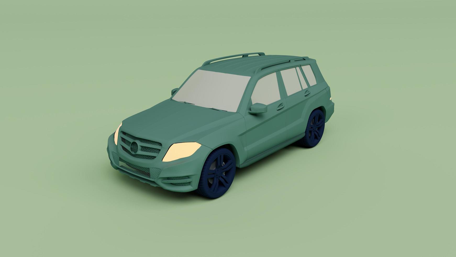 3d render of suv car Greenish Cyan color, 3d illustration isolated on pastel colors, minimal scene photo