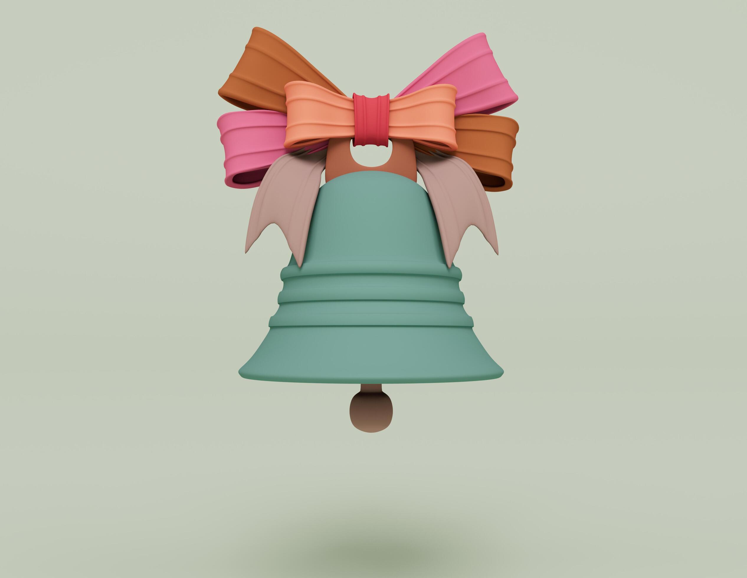 3d render of bell ring isolated on Pastel background, 3d background