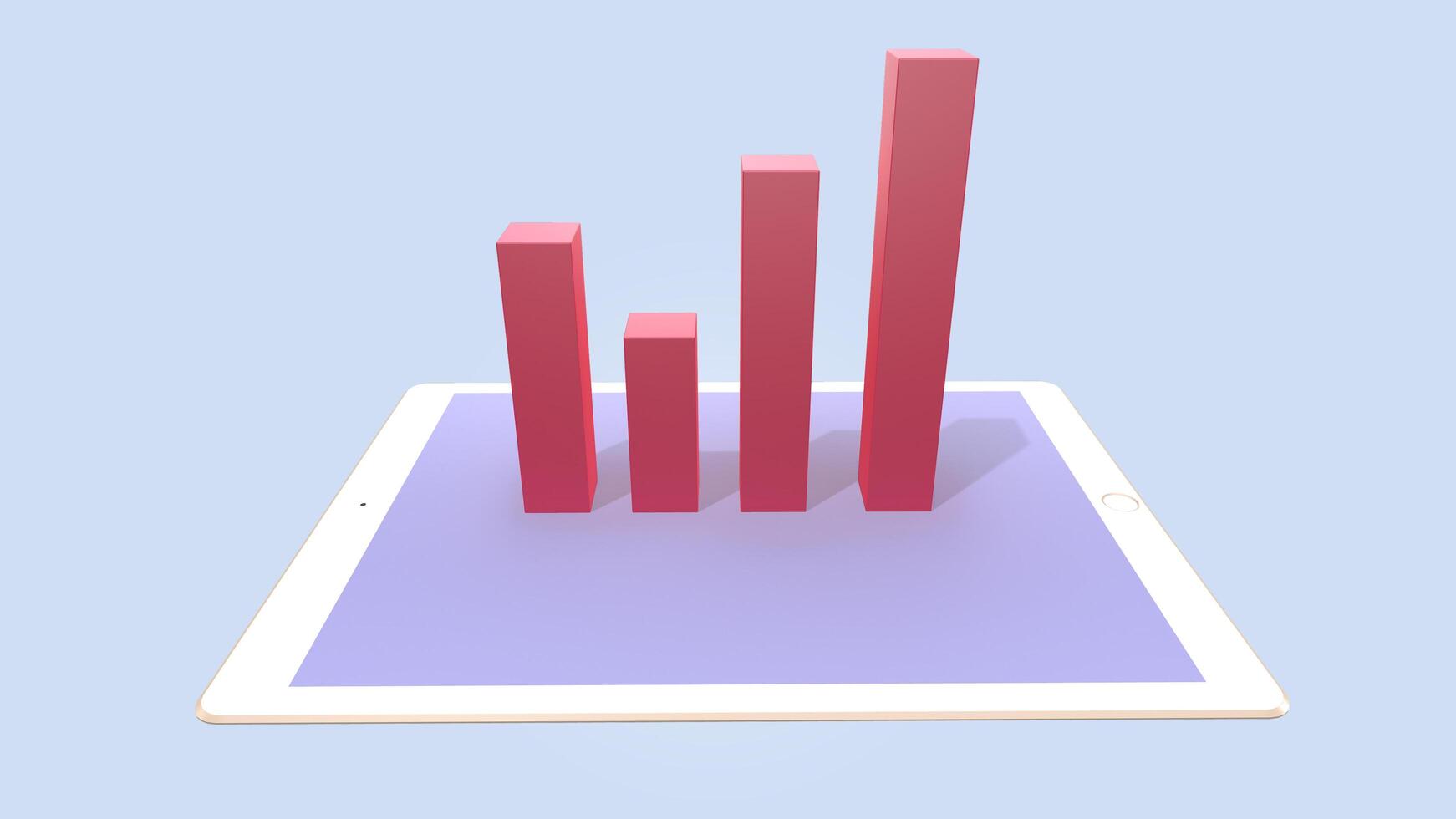 Gráficos estadísticos de procesamiento 3D. idea de crecimiento empresarial, gráfico en una tableta foto