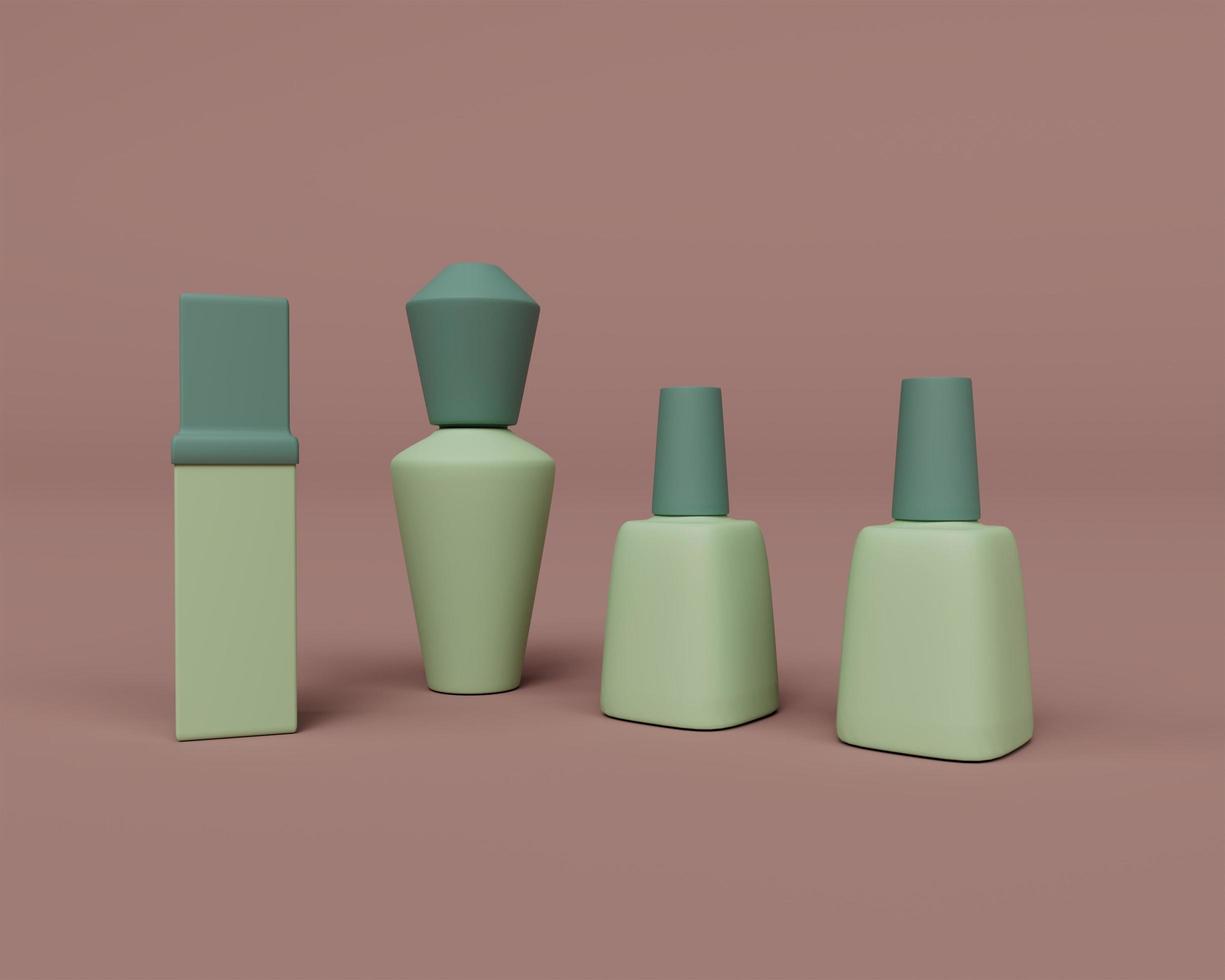 Abstract design element 3d render of Cosmetic Bottles Minimalist concept photo