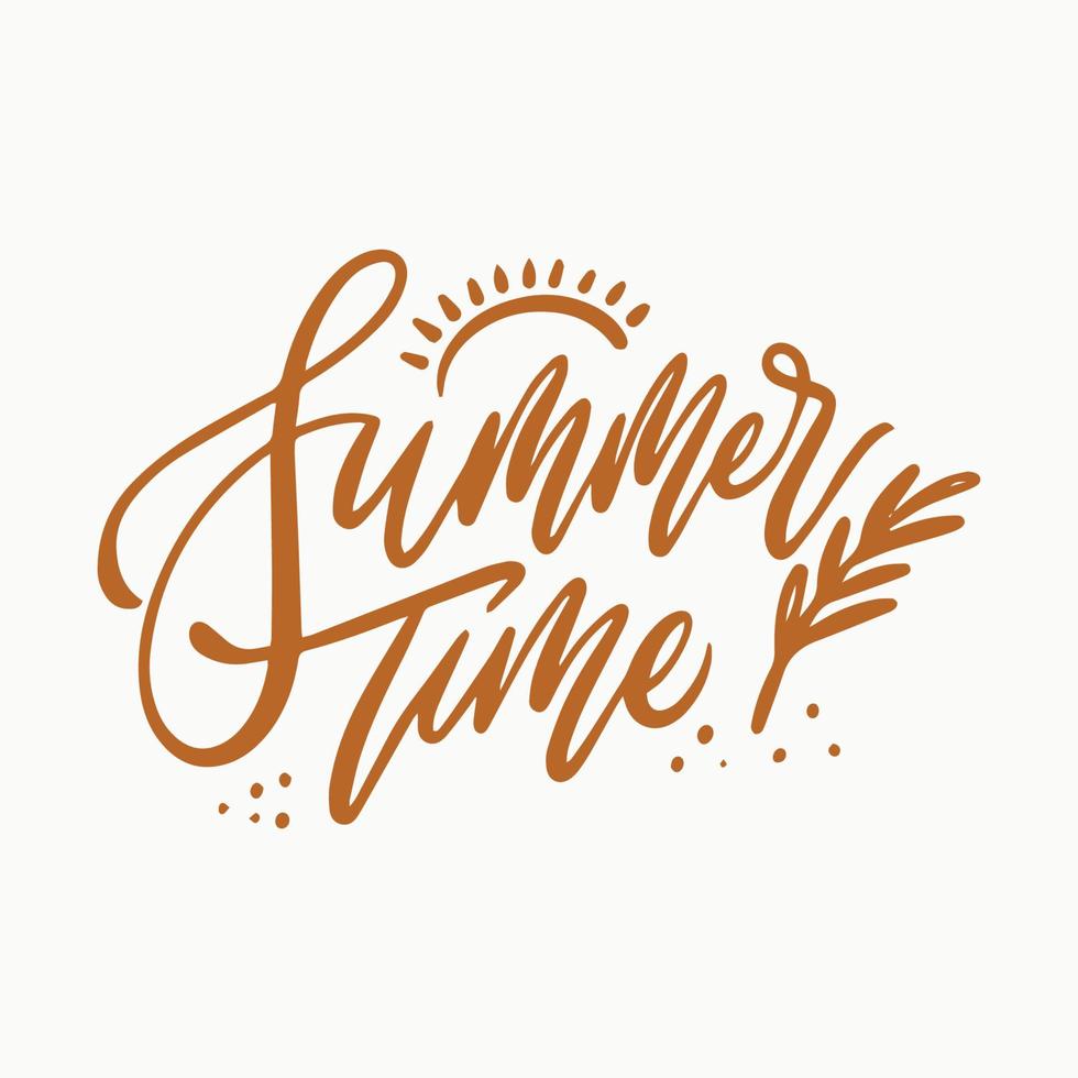 impresión de letras de caligrafía handrwitten de horario de verano vector