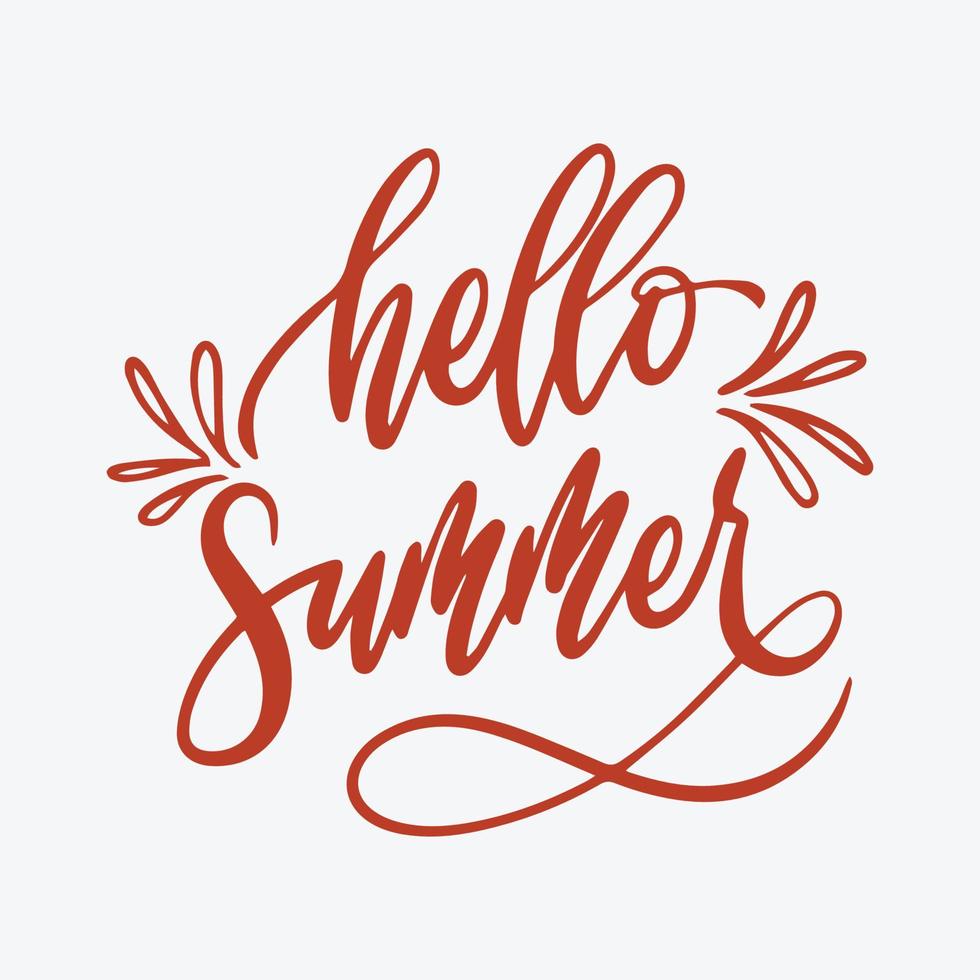 Hello Summer Lettering Handritten Print vector