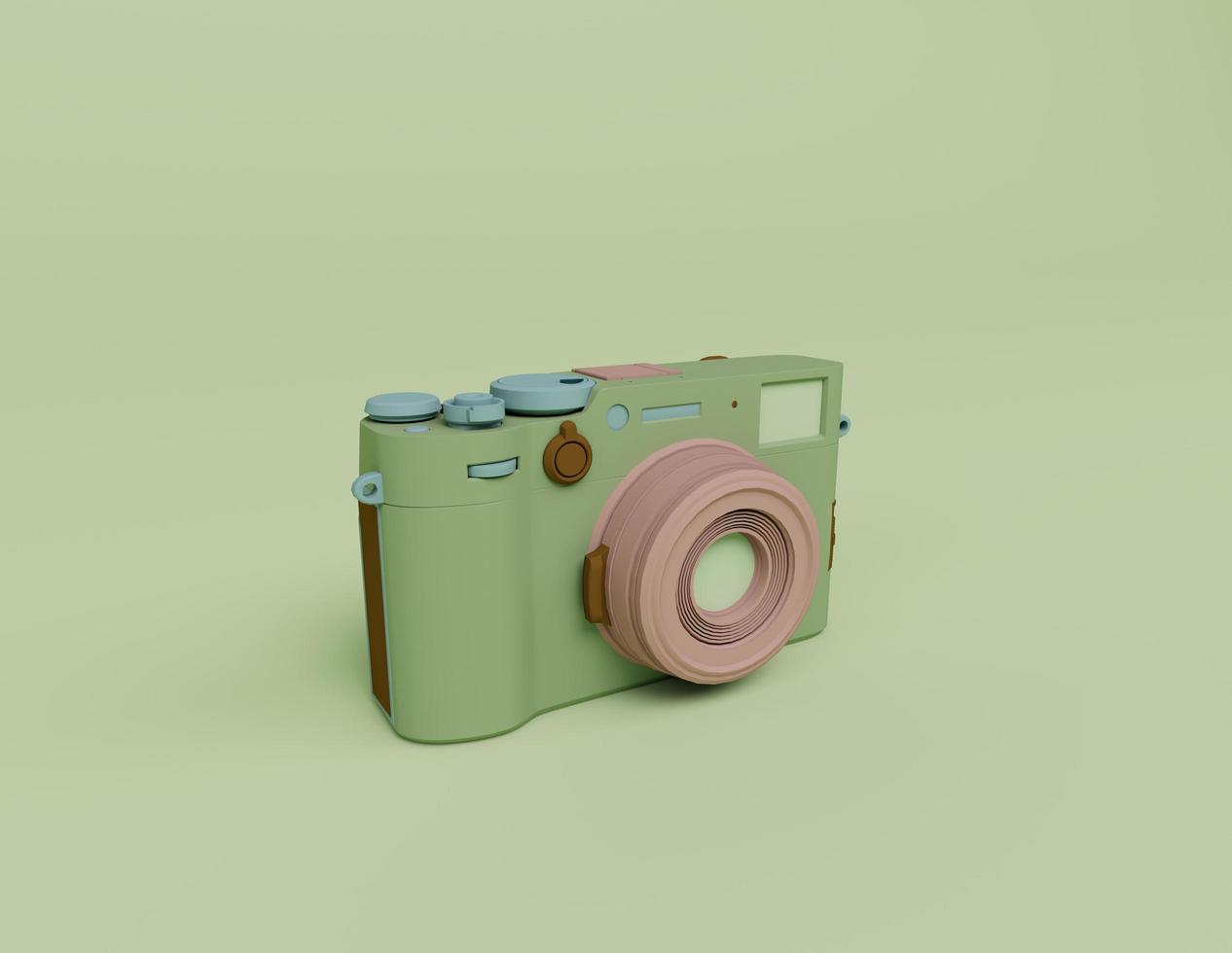 3d render of camera with lens isolated on Pastel background, 3d background minimal scene photo