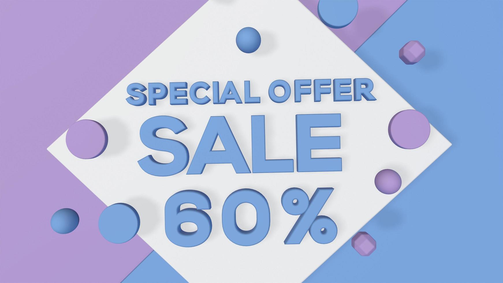 3d render special offer sale 60 word use for landing page,web, poster, banner, flyer, background, gift card, coupon, label,sale promotion,advertising, marketing photo