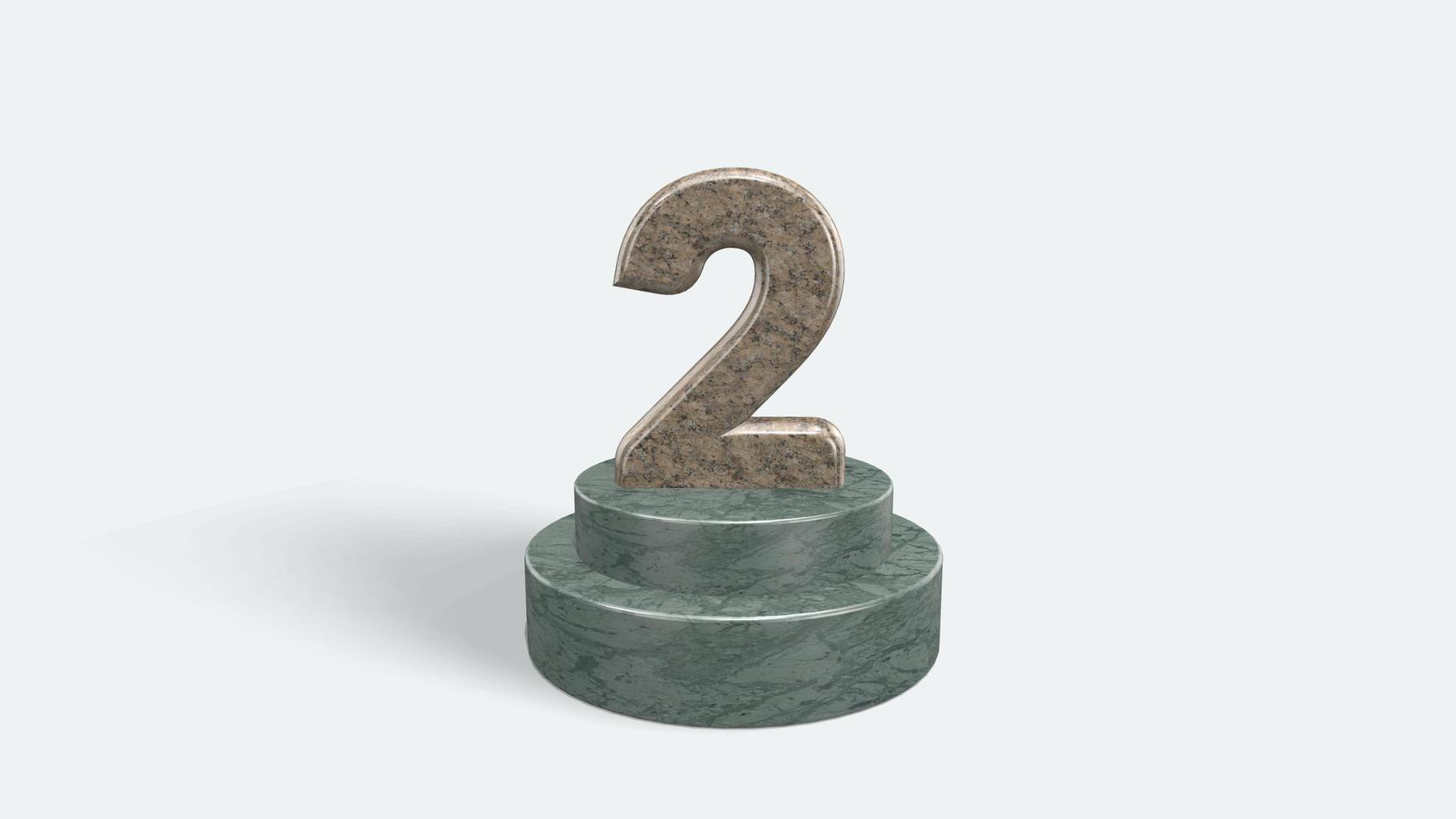 3d marble number 2 3d render on white background photo