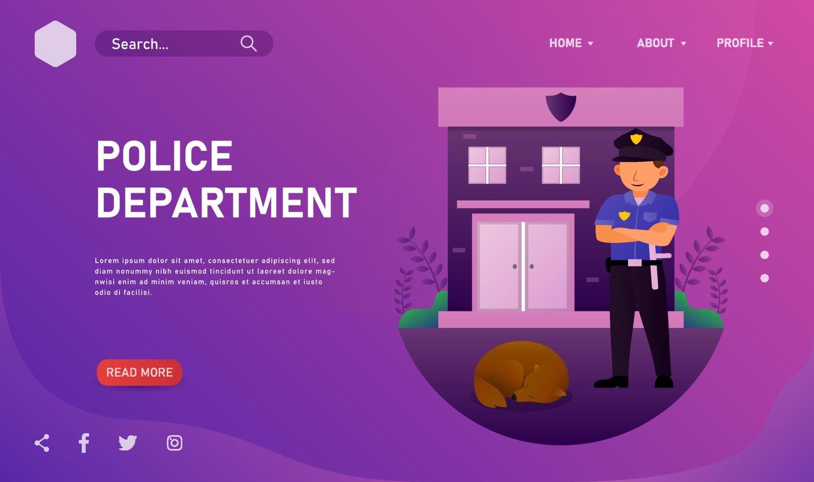 Police Department website landing page template vector