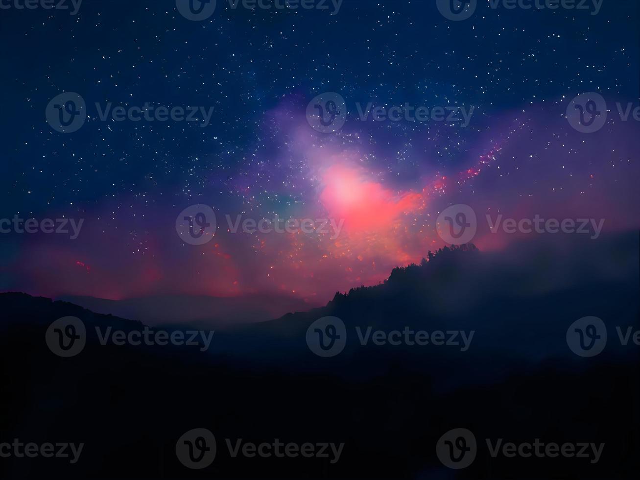 night landscape mountain and milky way galaxy background our galaxy, long exposure, low light photo