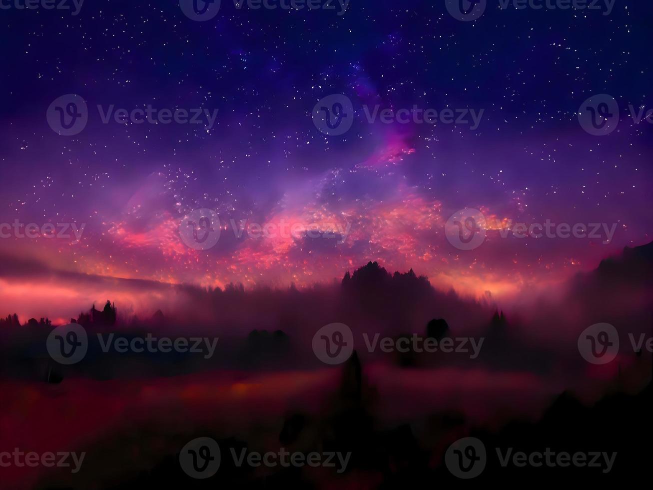 night landscape mountain and milky way galaxy background our galaxy, long exposure, low light photo