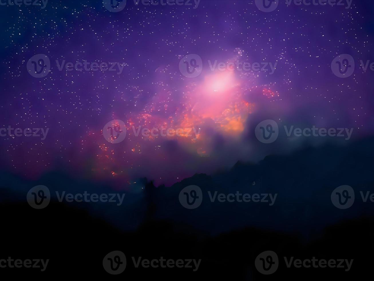 night landscape mountain and milky way galaxy background our galaxy, long exposure, low light photo