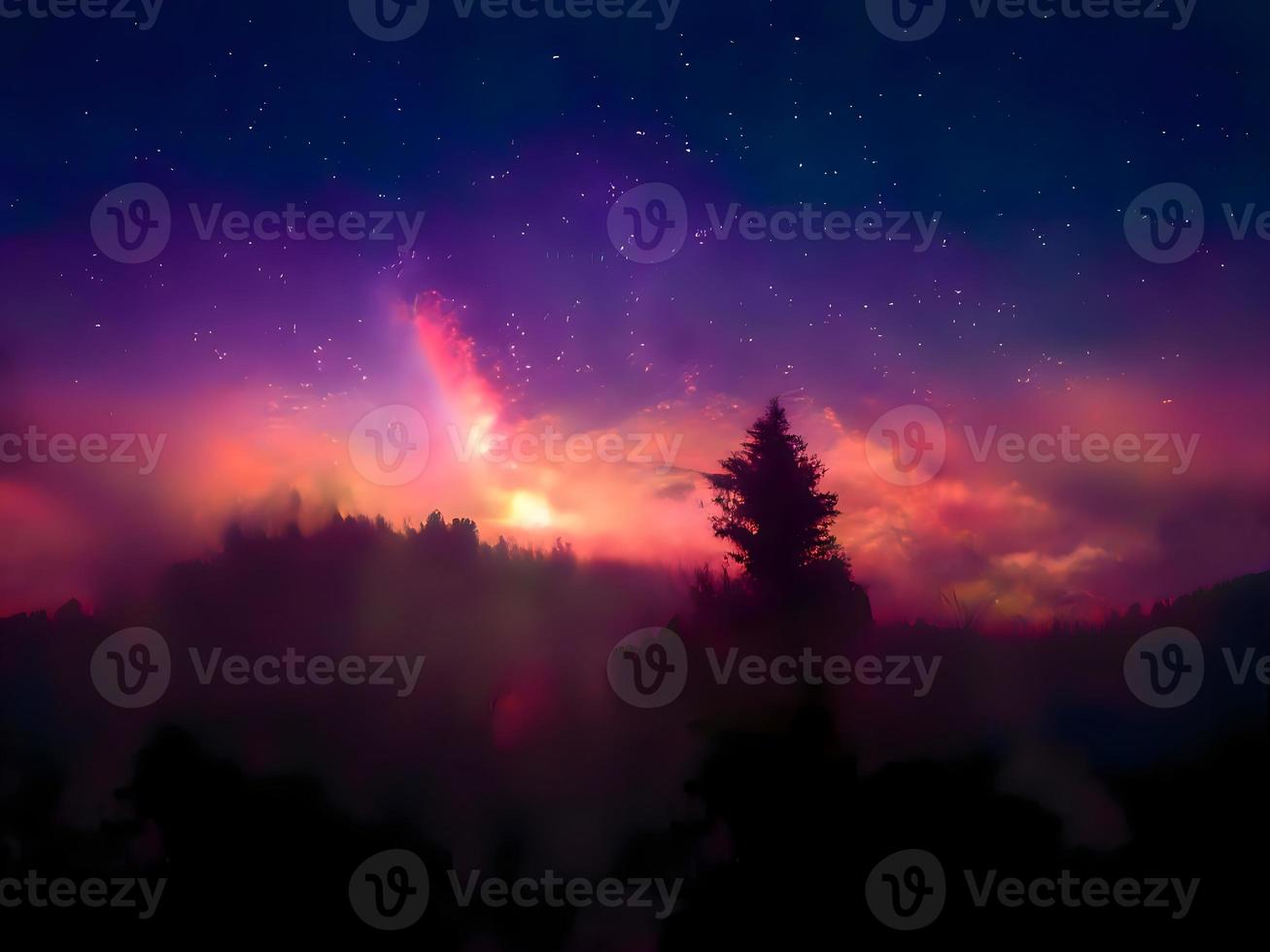 night landscape mountain and milkyway galaxy background, long exposure, low light photo