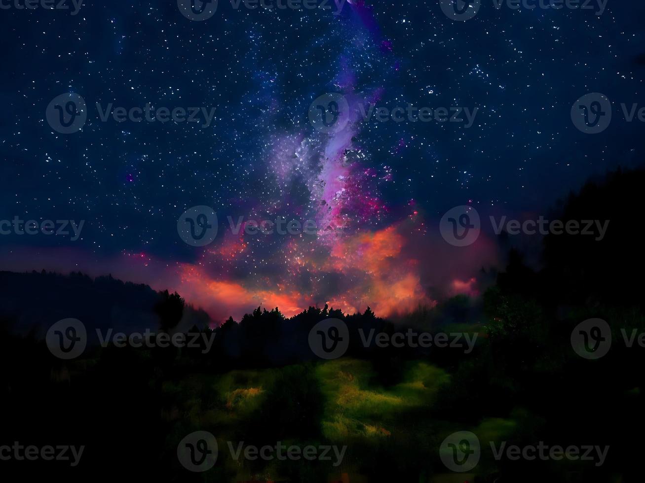 night landscape mountain and milky way galaxy background our galaxy, long exposure, low light photo