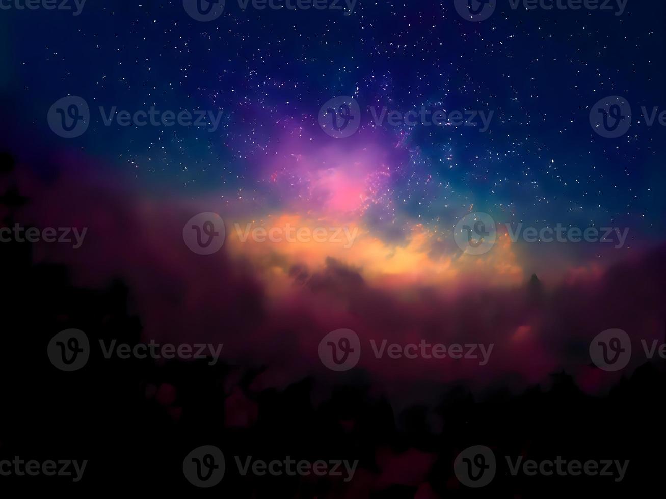 night landscape mountain and milky way galaxy background our galaxy, long exposure, low light photo