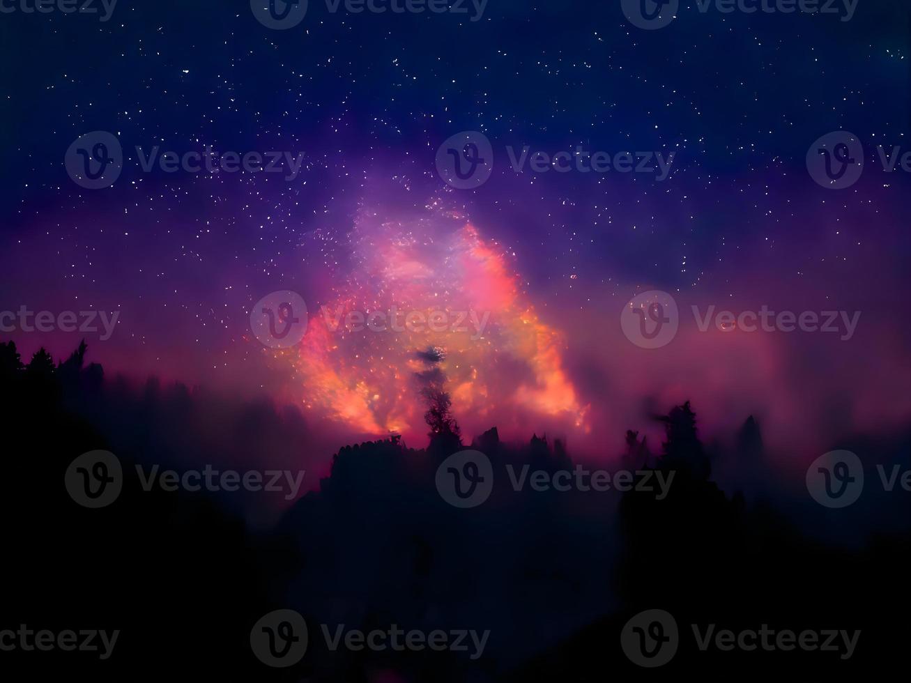 night landscape mountain and milky way galaxy background our galaxy, long exposure, low light photo