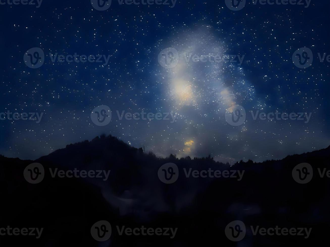 night landscape mountain and milky way galaxy background our galaxy, long exposure, low light photo