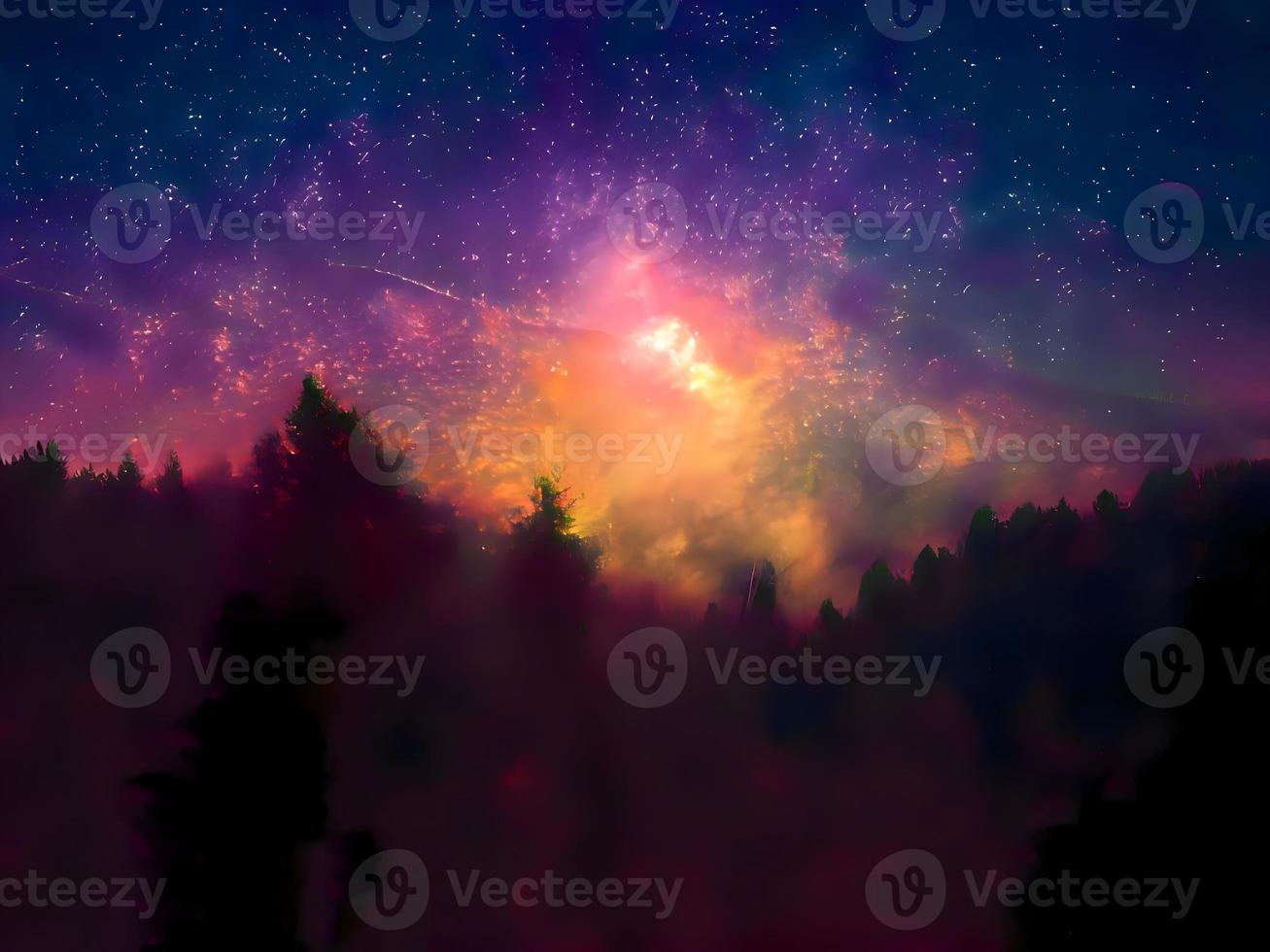 night landscape mountain and milky way galaxy background our galaxy, long exposure, low light photo