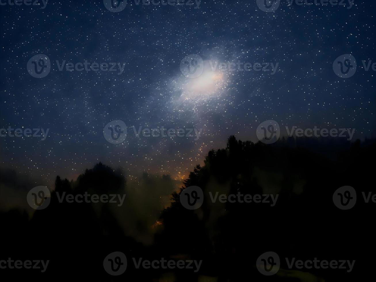 night landscape mountain and milky way galaxy background our galaxy, long exposure, low light photo