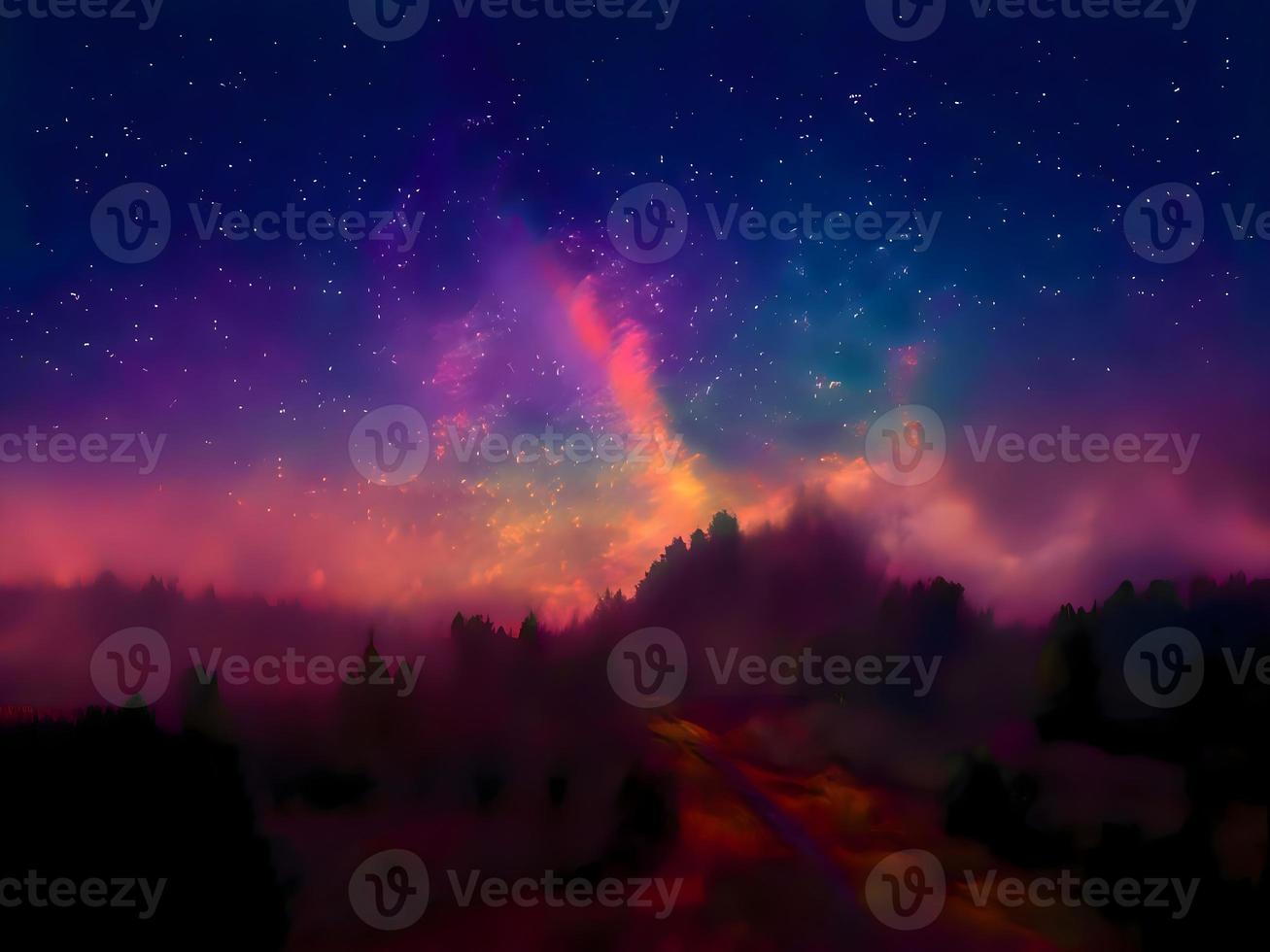 night landscape mountain and milky way galaxy background our galaxy, long exposure, low light photo