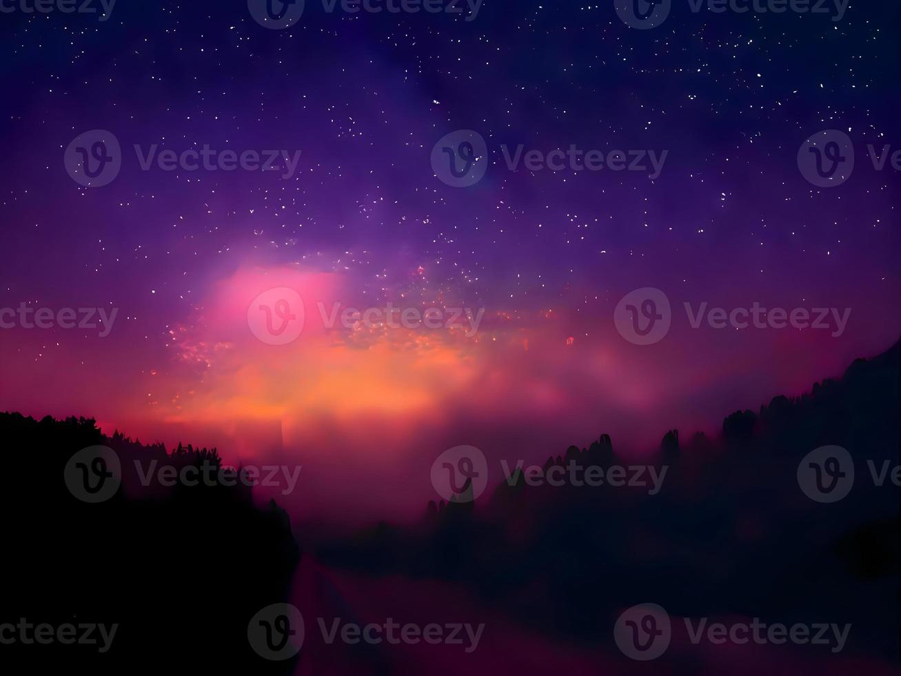 night landscape mountain and milky way galaxy background our galaxy, long exposure, low light photo