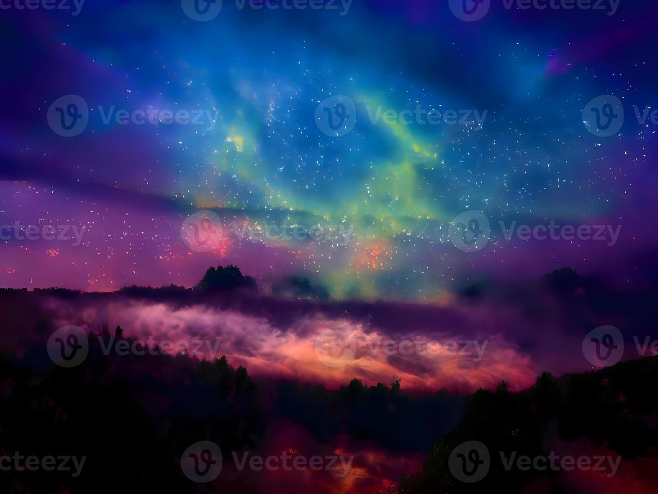 night landscape mountain and milky way galaxy background our galaxy, long exposure, low light photo
