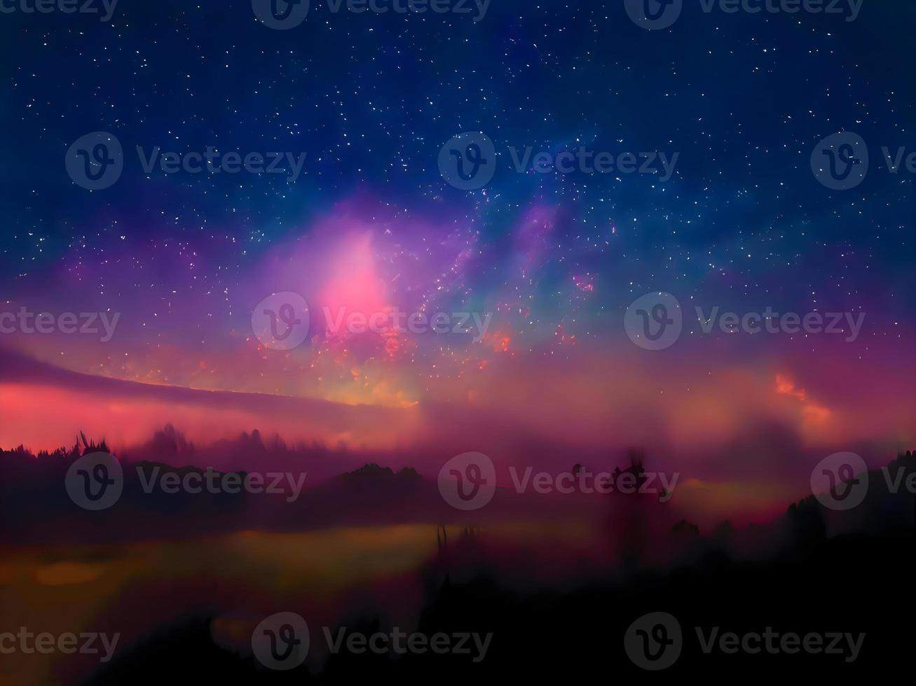 night landscape mountain and milky way galaxy background our galaxy, long exposure, low light photo