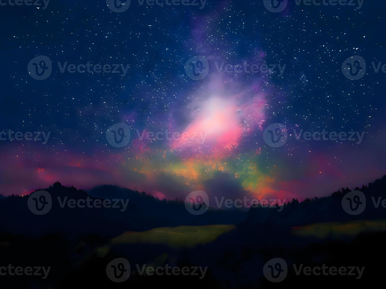 night landscape mountain and milky way galaxy background our galaxy, long exposure, low light photo