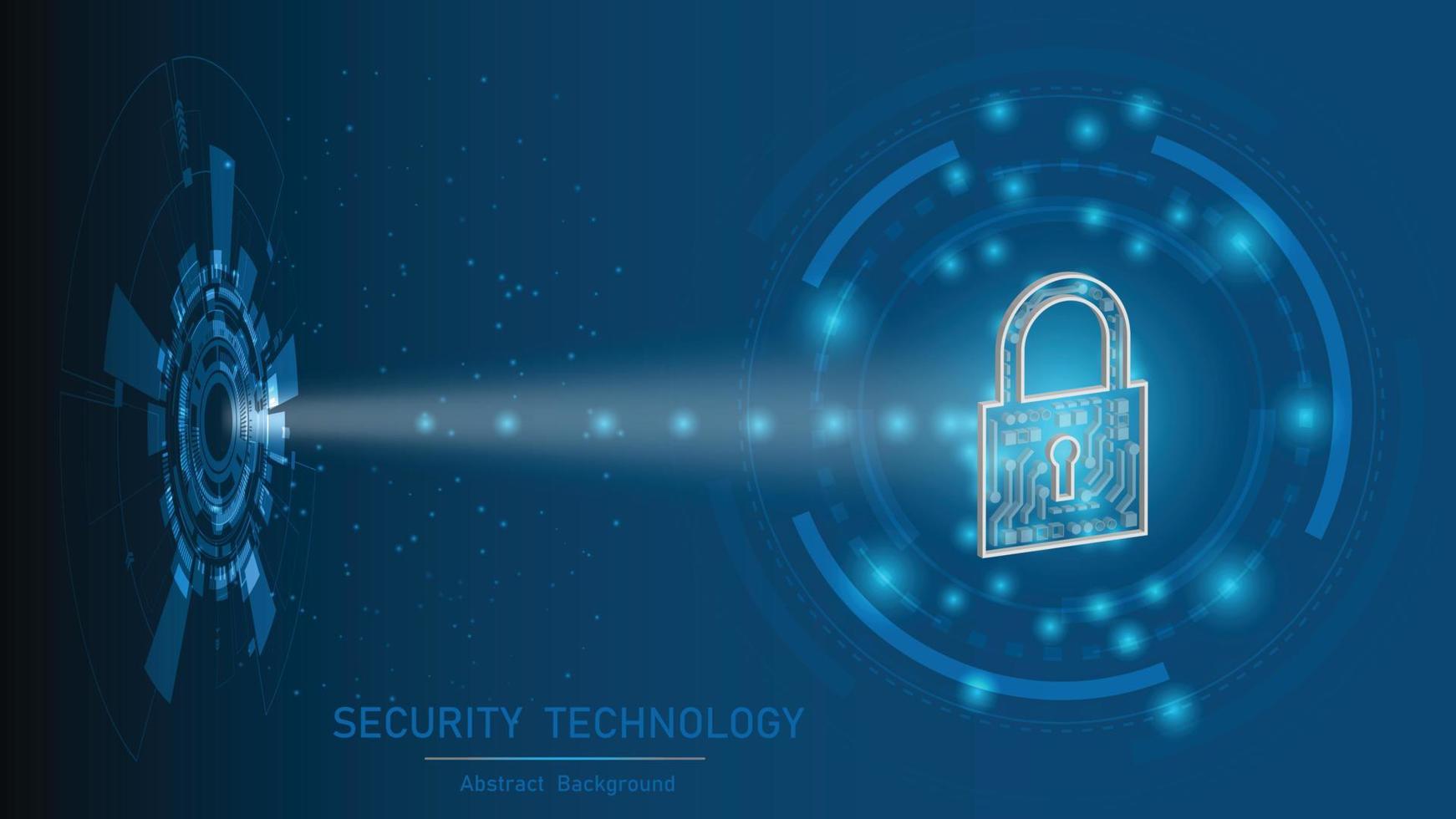 Cyber security concept. Scheme with padlock illustration and Protect digital vector