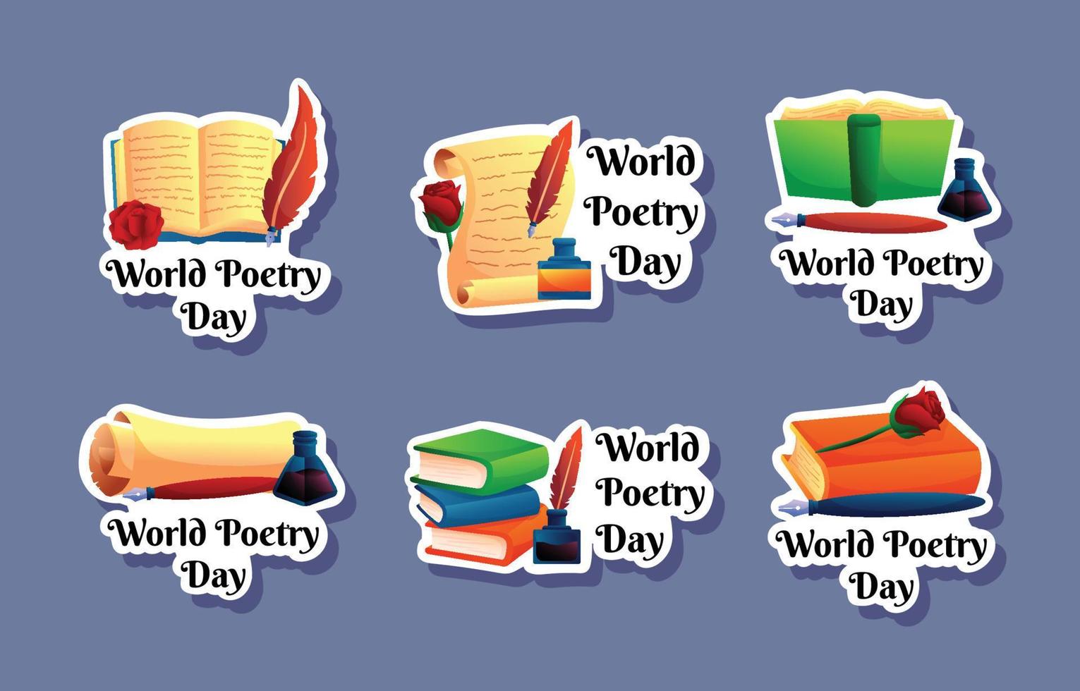 pegatina del día mundial de la poesía vector