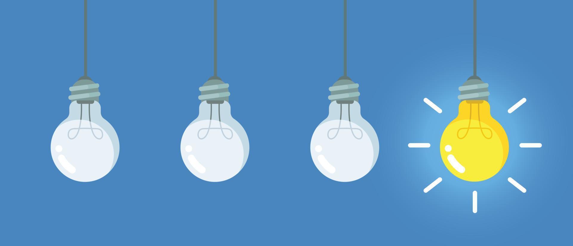 Lightbulb with liquid inside steps to creativity, concept of get ideas. Eps 10 vector illustration.