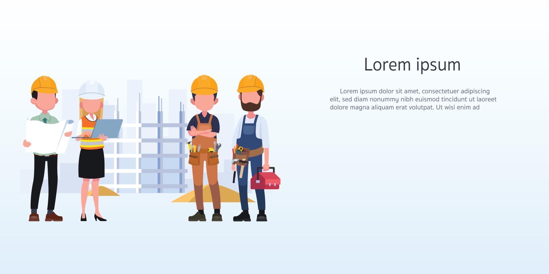 conjunto de dibujos animados de ingenieros con trabajadores de la construcción de ingeniería civil arquitecto y topógrafo ilustración vectorial aislada vector