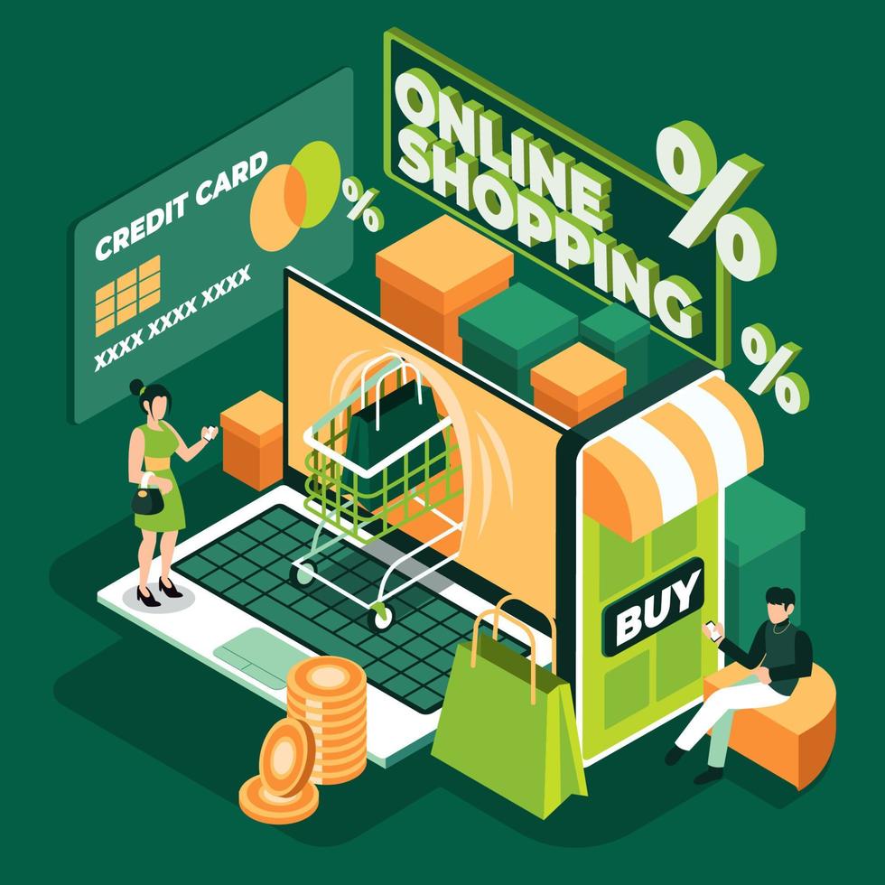 Online Shopping Experience Isometric vector