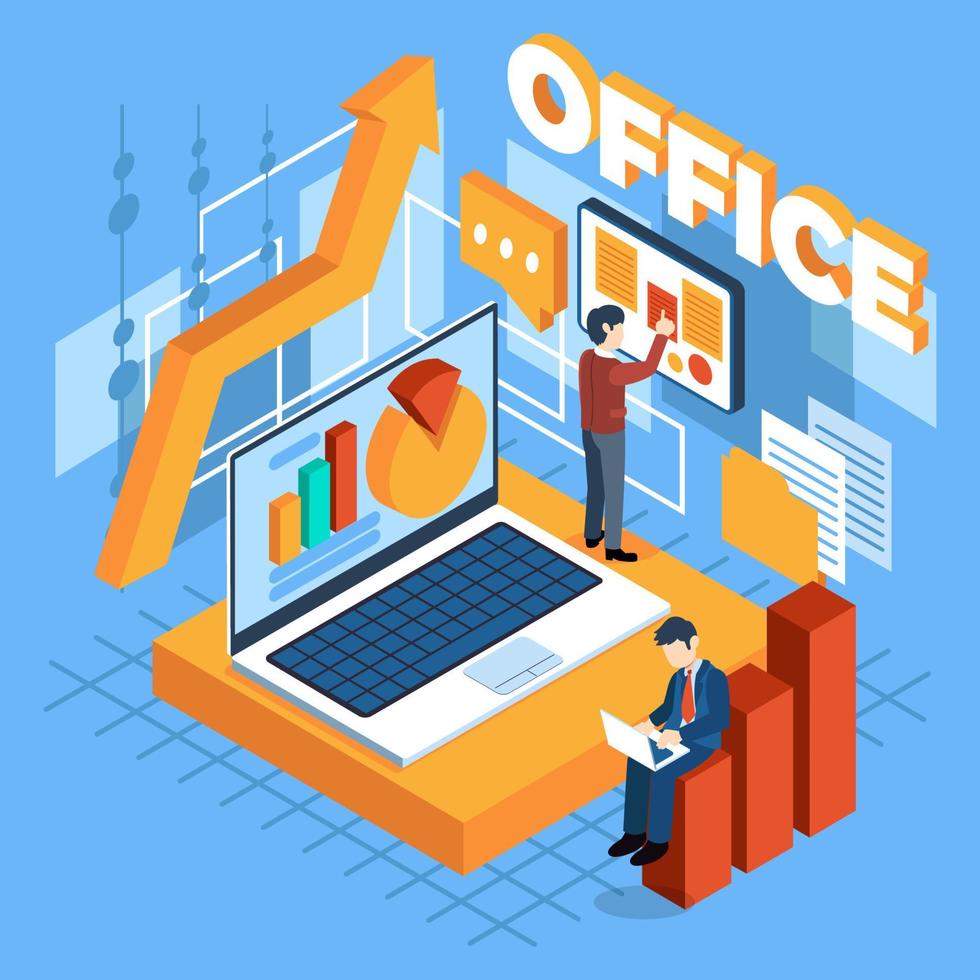 Working in an Office in Isometric Style vector